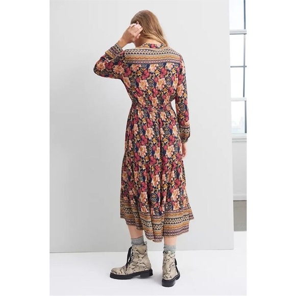 ANTHROPOLOGIE Othilia Cindy Maxi Dress Floral Colorful Boho Long Sleeve size M - Picture 3 of 12